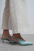 WILSON Turquoise Satin Neoprene Slingback Women’s Heels