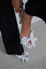 LOREA White Polka Dot Satin Bow Detail Women’s Heels