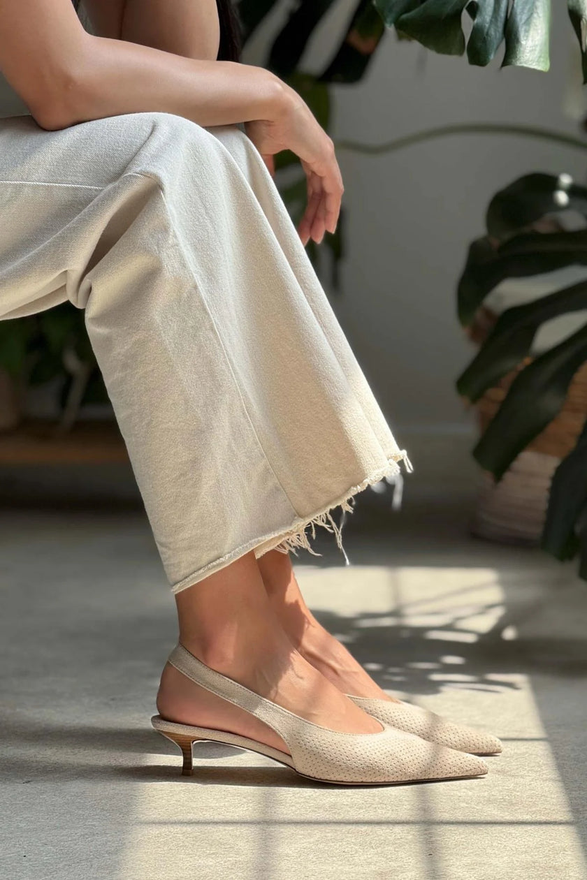 Rossa Light Beige Suede Ankle Elastic Detail Women's High Heel Shoes