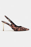 VIORA Leopard Satin Buckle Detail Women’s Gold Heel Shoes