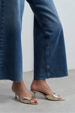 PROMISE Gold Patterned Pointed-Toe Women’s Slim Heel Slipper