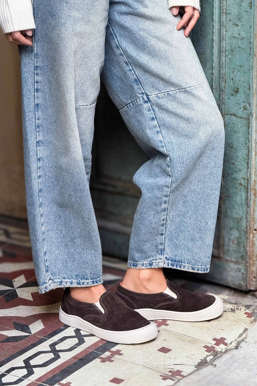 ZETA BROWN GENUINE SUEDE SLIP-ON SNEAKER WOMEN'S SHOES