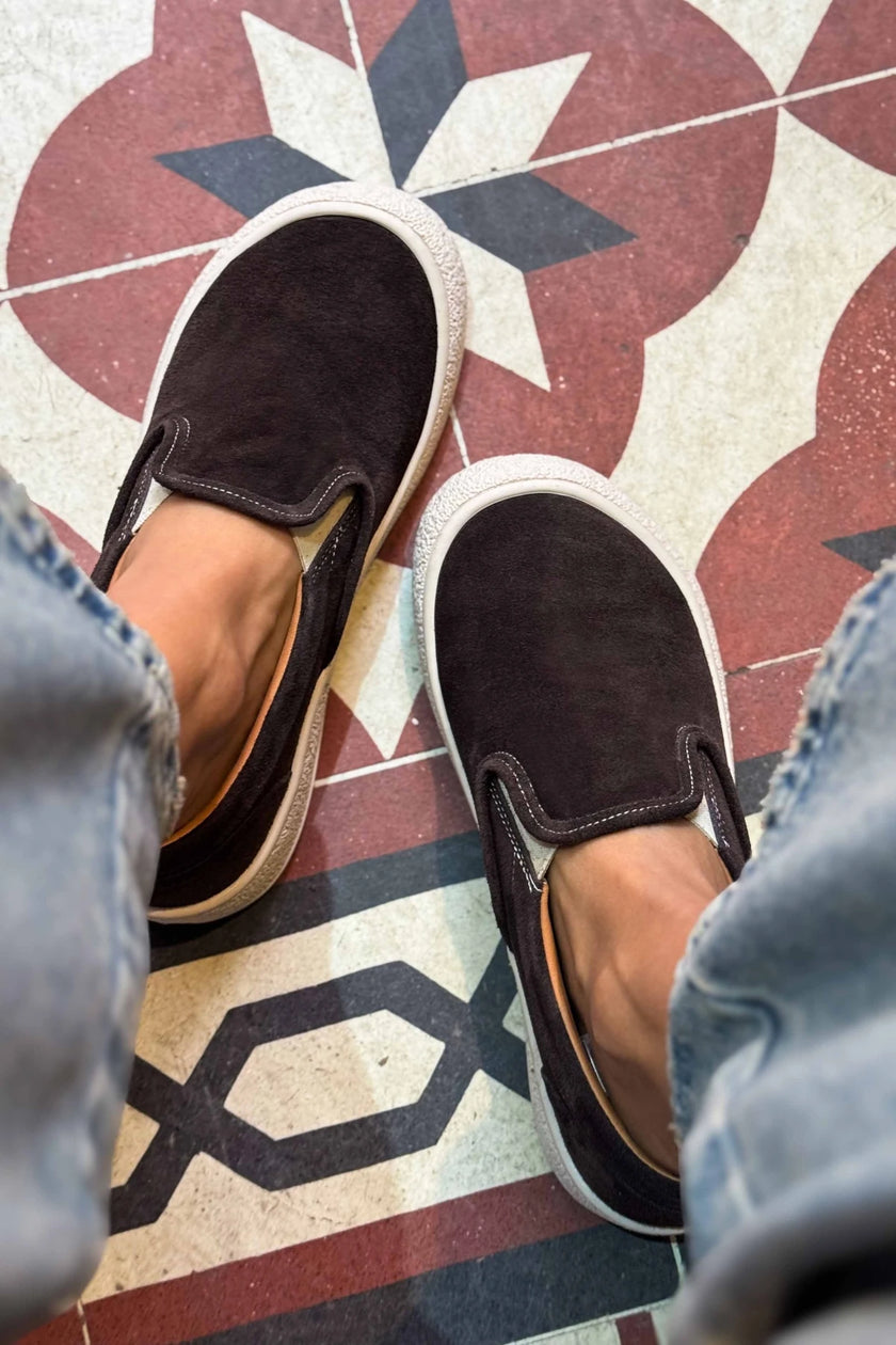 ZETA BROWN GENUINE SUEDE SLIP-ON SNEAKER WOMEN'S SHOES