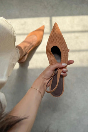 Rossa Tan Suede Ankle Elastic Detail Women's High Heel Shoes