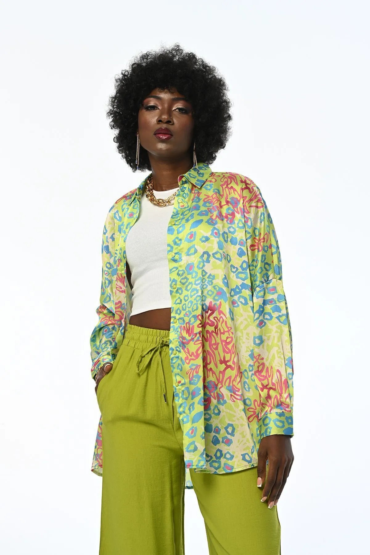 DIGITAL PRINTED PATTERNED OVERSIZE SHIRT