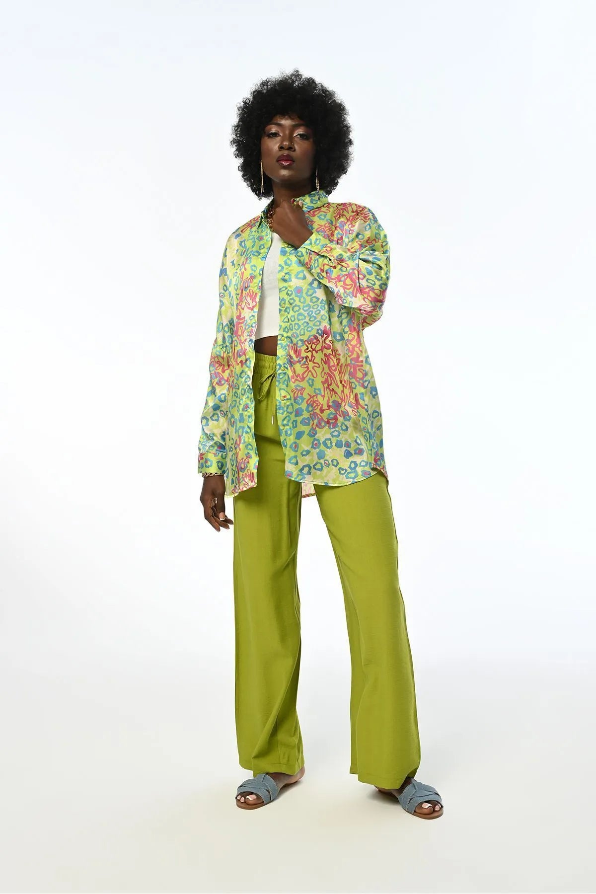 DIGITAL PRINTED PATTERNED OVERSIZE SHIRT