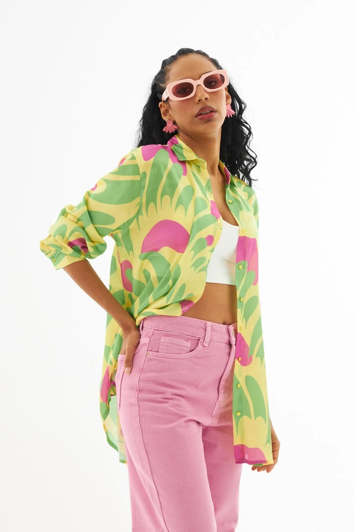 Patterned Oversize Cut Digital Printed Shirt