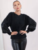 Black Sequined Sleeve Sweater
