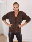 Brown Floral Organza Design Cardigan