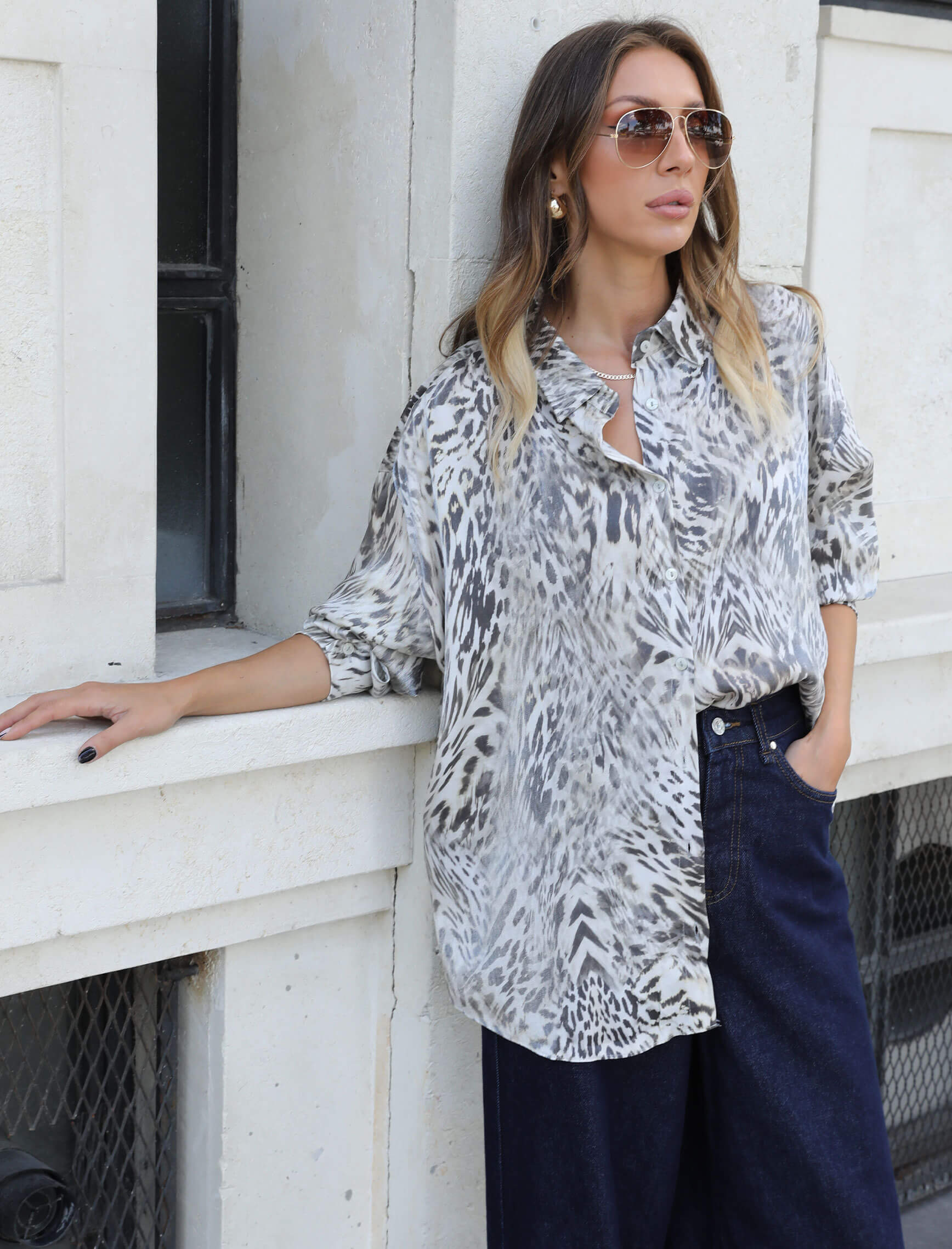 Leopard Zebra pattern Jacquard Shirt