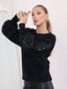 Black Sequined Sleeve Sweater