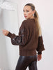 Brown Sleeve Sequin Sweater