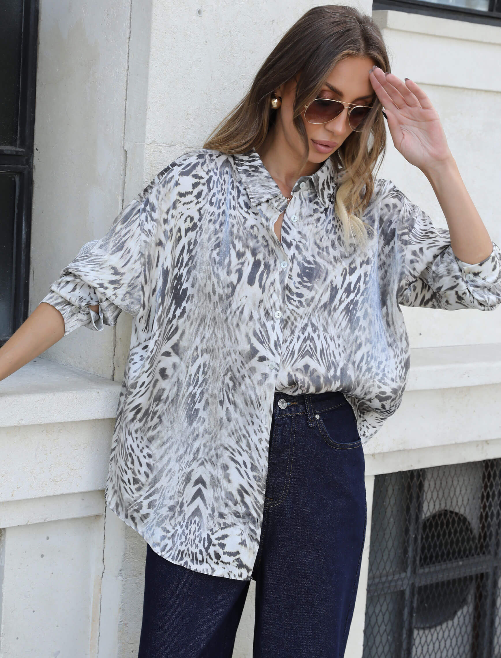 Leopard Zebra pattern Jacquard Shirt