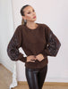 Brown Sleeve Sequin Sweater