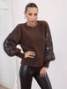 Brown Sleeve Sequin Sweater