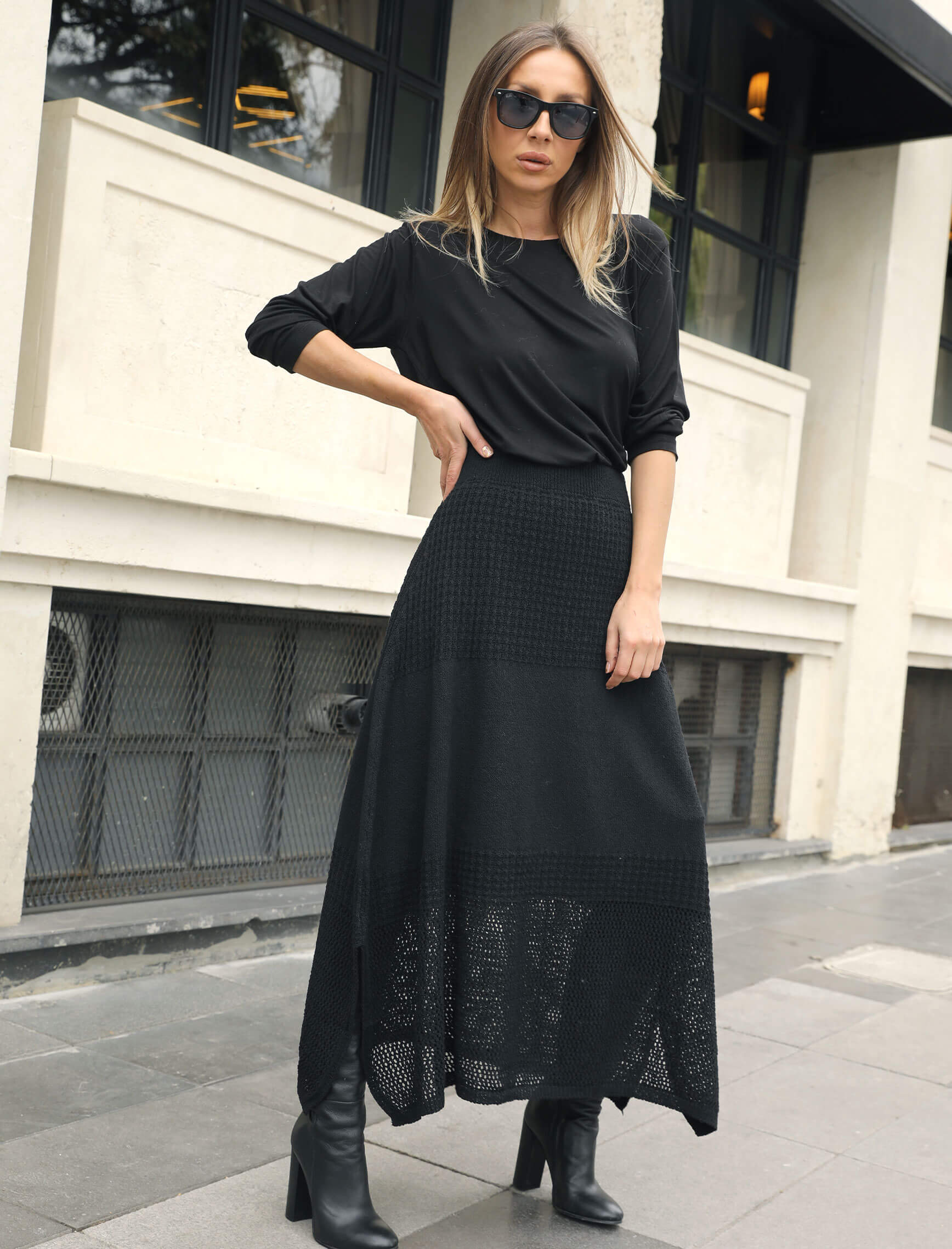 Black Knit Bero Skirt