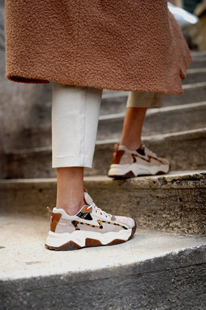 Women's Leopard Detail Sneakers Desya - Beige