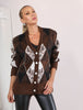 Brown Diamond-Patterned Cardigan