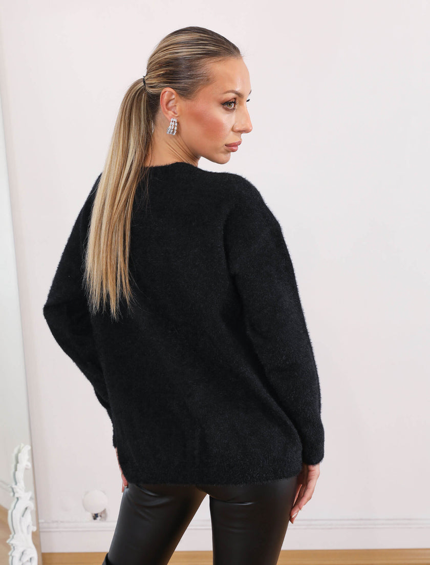 Black Bowknot Soft Knit