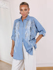 Tencel Sequin Embroidered Shirt