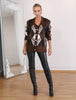 Brown Diamond-Patterned Cardigan