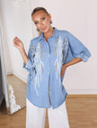 Tencel Sequin Embroidered Shirt