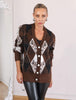 Brown Diamond-Patterned Cardigan