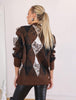 Brown Diamond-Patterned Cardigan