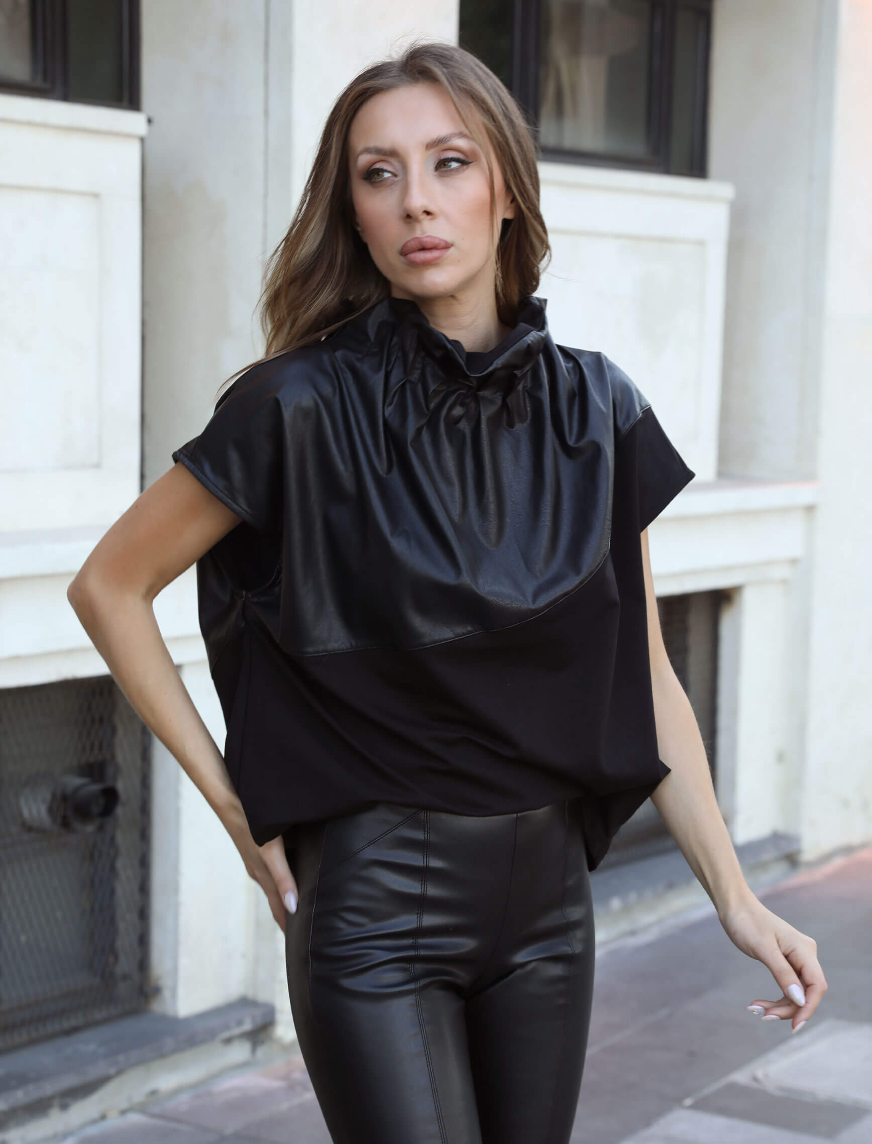 Leather Design Blouse