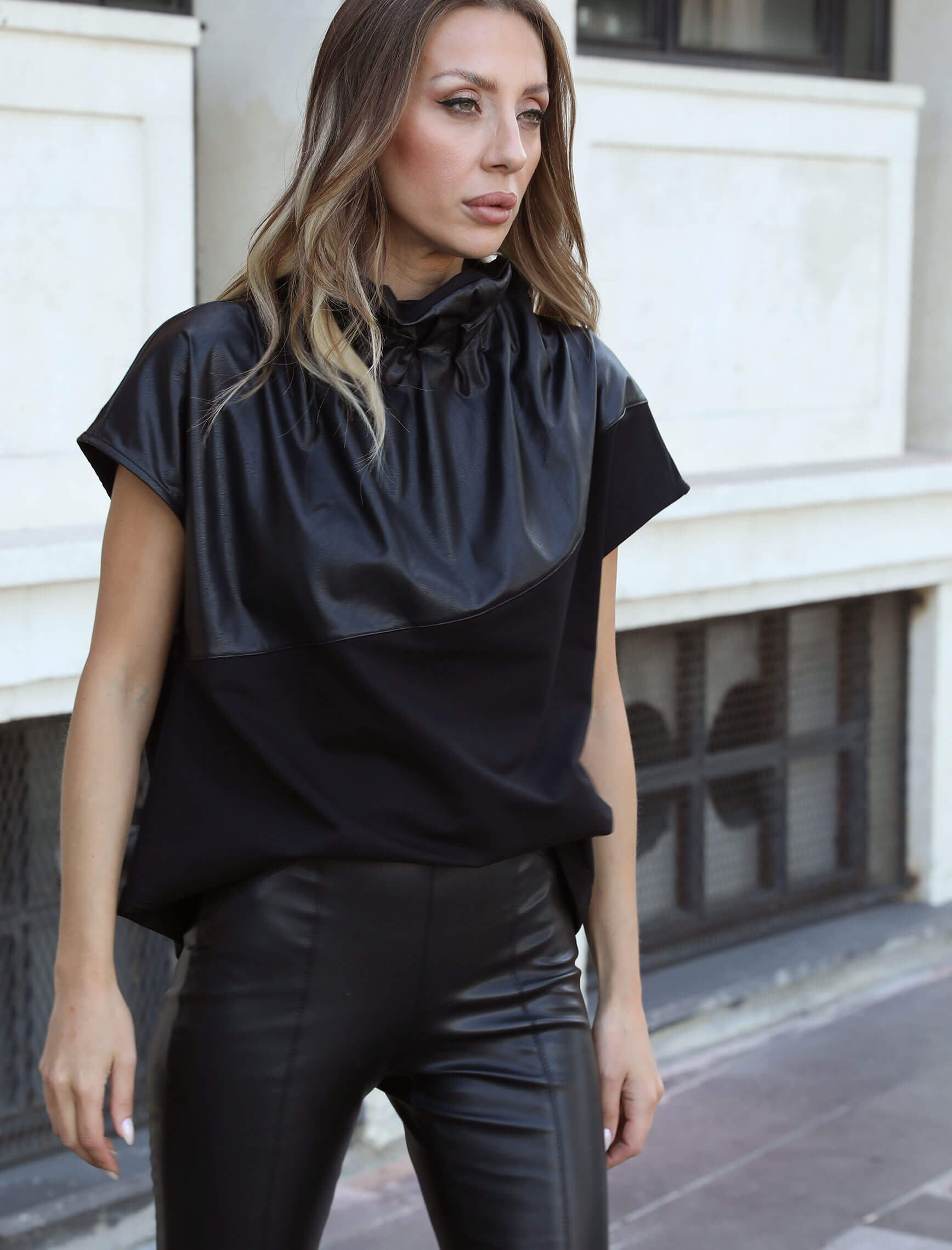 Leather Design Blouse