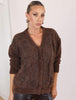 Brown Floral Organza Design Cardigan