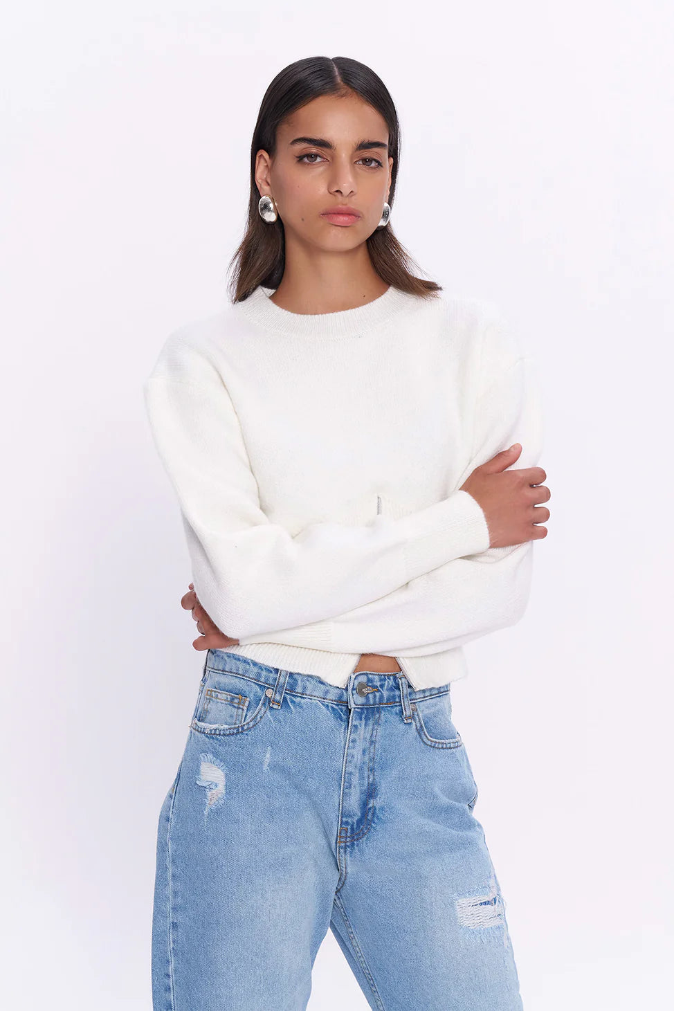 Zipper Accessory Long Sleeve Knitwear Offwhite