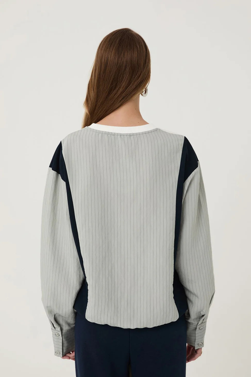 Color Blocked Striped Sweatshirt Ecru