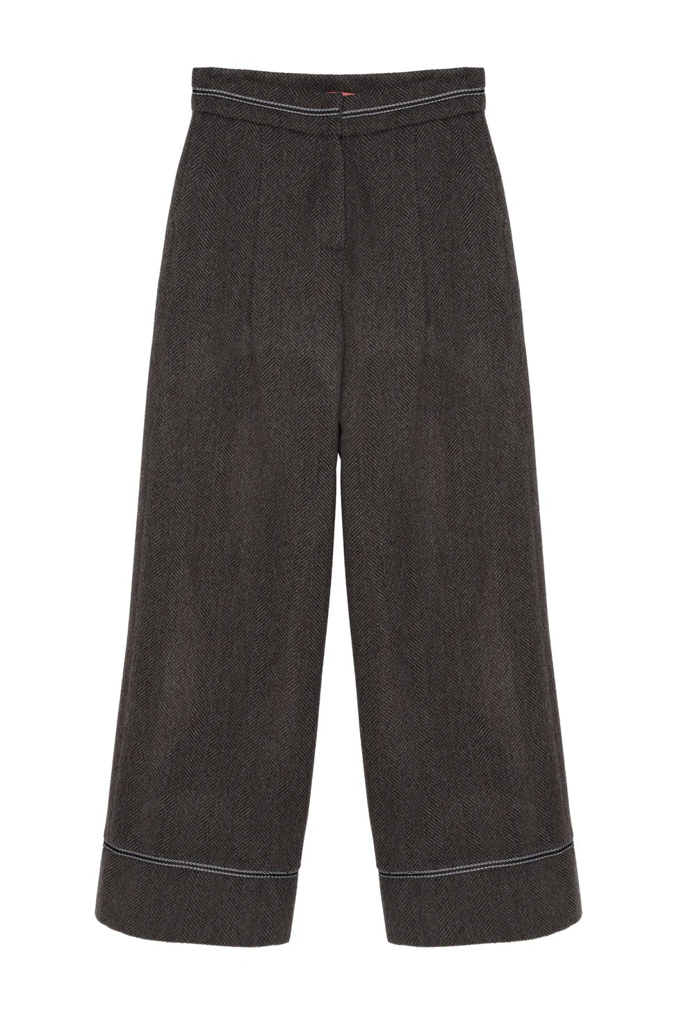 Leg Stripe Detailed Cashmere High Waist Trousers Anthracite