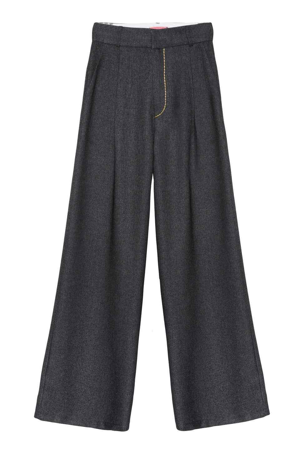 High Waist Trousers with Colorful Stitching Details Anthracite