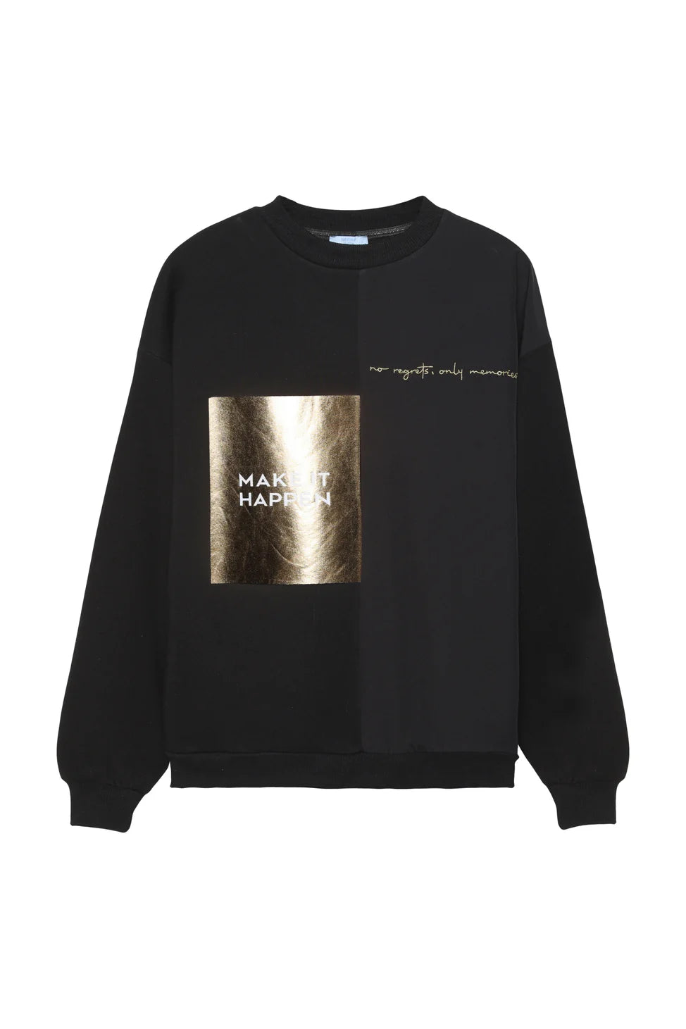 Shiny Foil Printed Sweatshirt Black