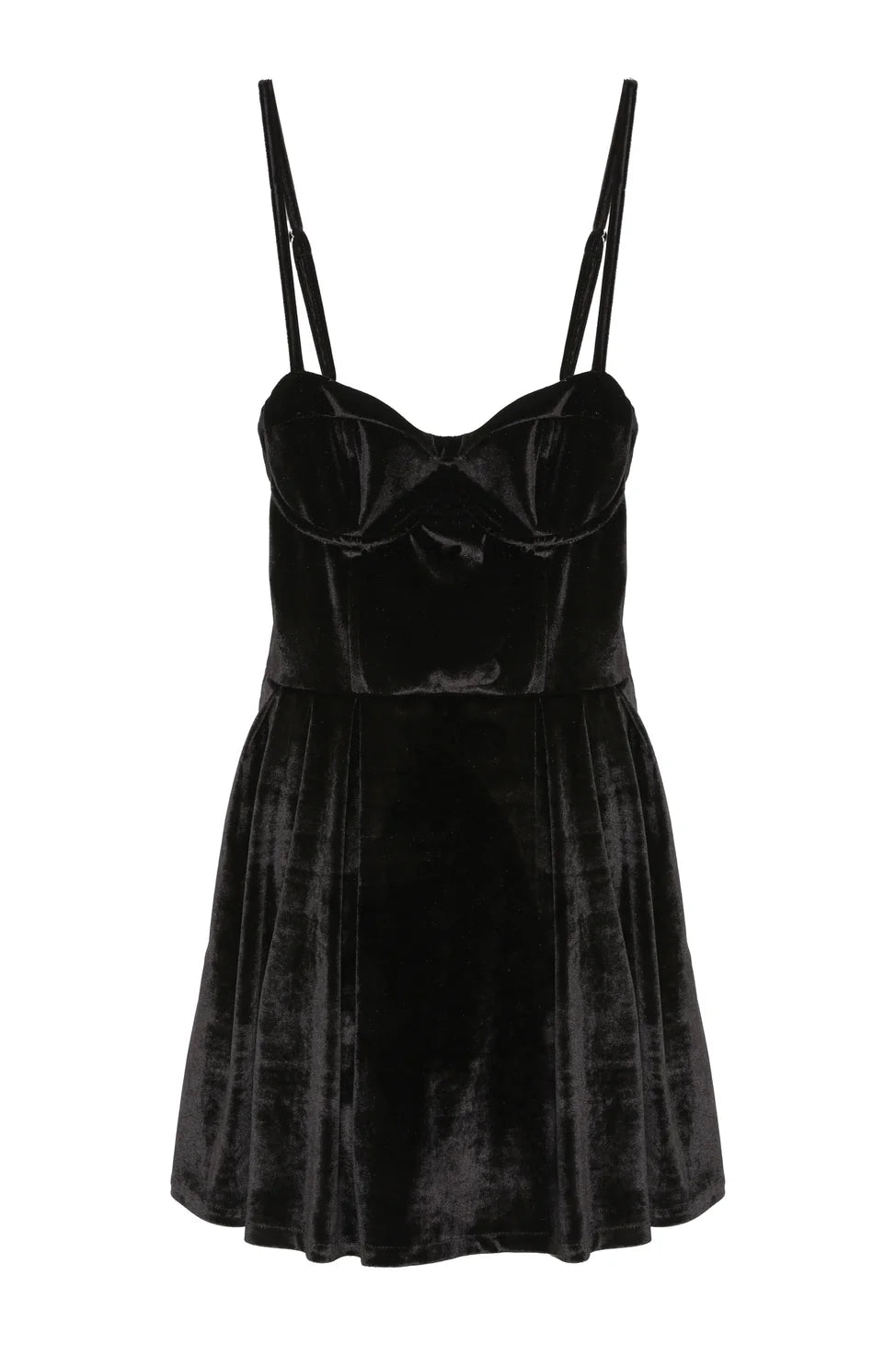 Thin Strap Velvet Balloon Dress Black