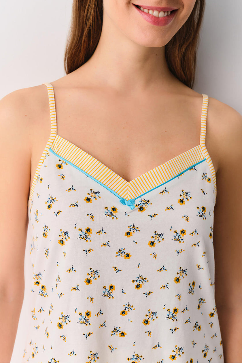 Yellow Striped Cinzia Shorts Pajama Set