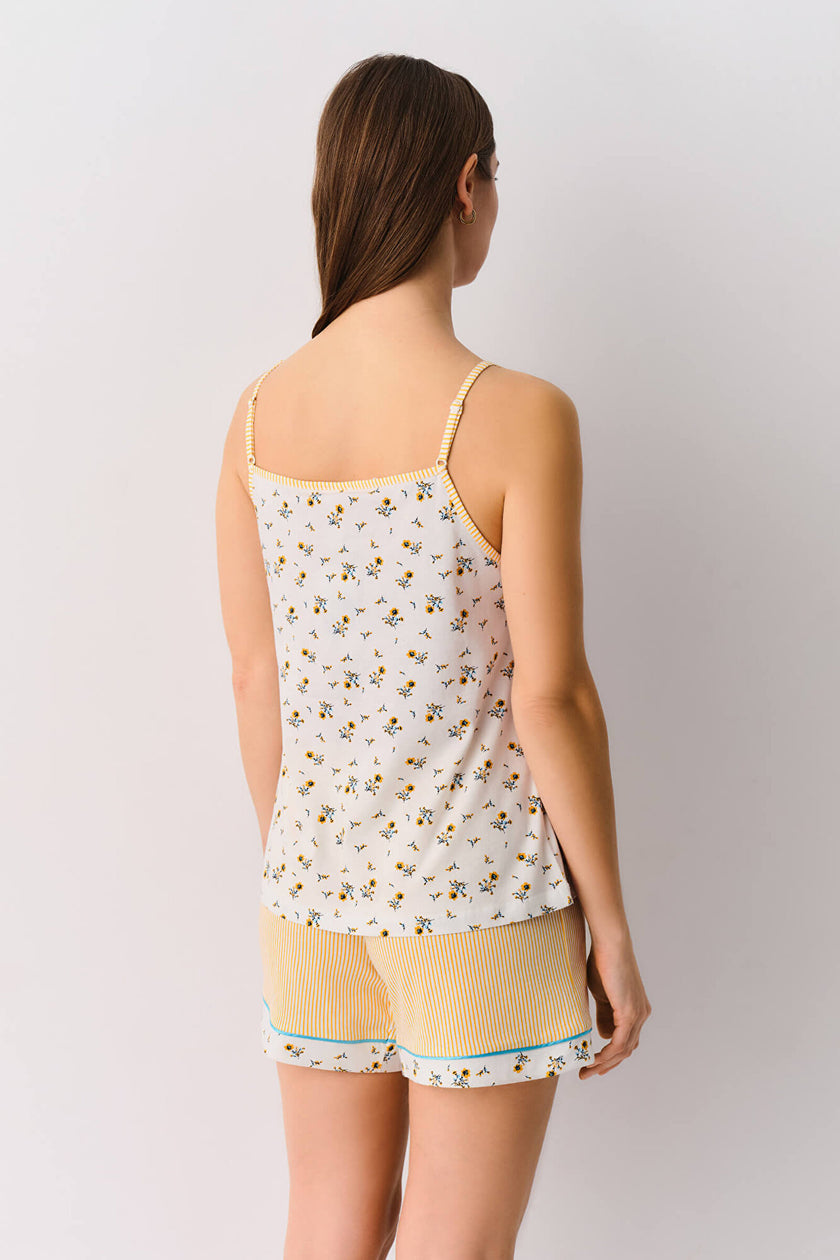 Yellow Striped Cinzia Shorts Pajama Set