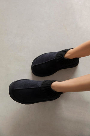 Yuki Women's Knit Detail Home Slippers - Black