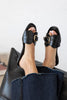 DORTE BLACK LEATHER WOMEN’S CASUAL FLAT SLIPPERS