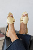 DORTE YELLOW LEATHER WOMEN’S CASUAL FLAT SLIPPERS