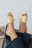 DORTE YELLOW LEATHER WOMEN’S CASUAL FLAT SLIPPERS