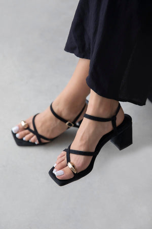 Ketrin Women's Suede Flip-Flop Sandals- Black