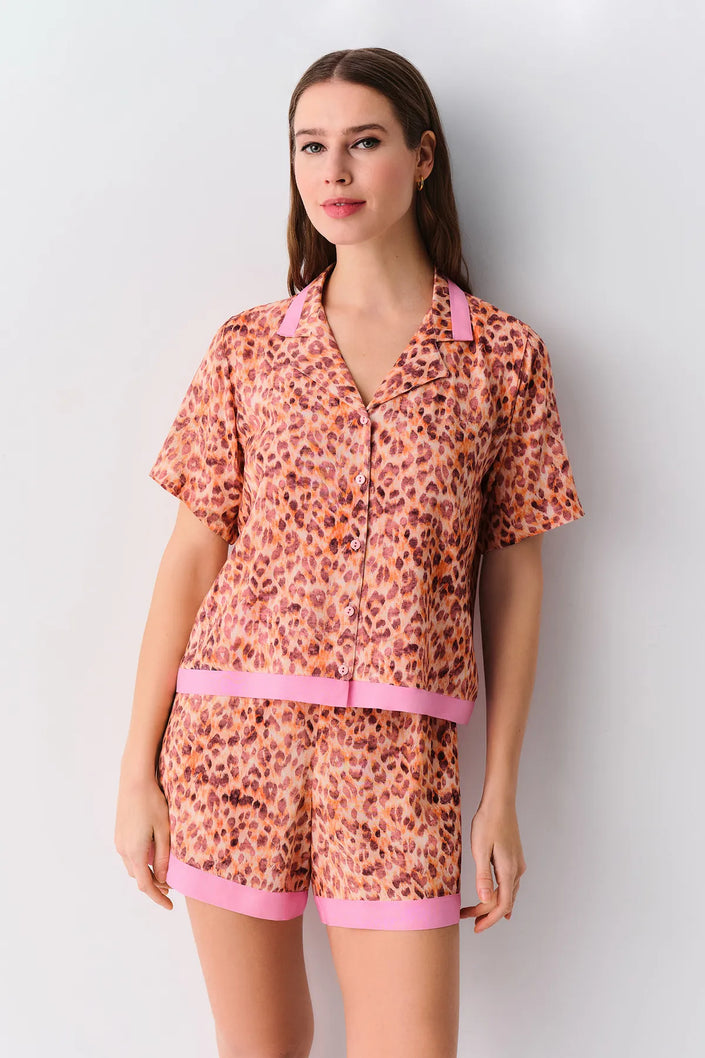 Leopard Masculine Shorts Pajama Set