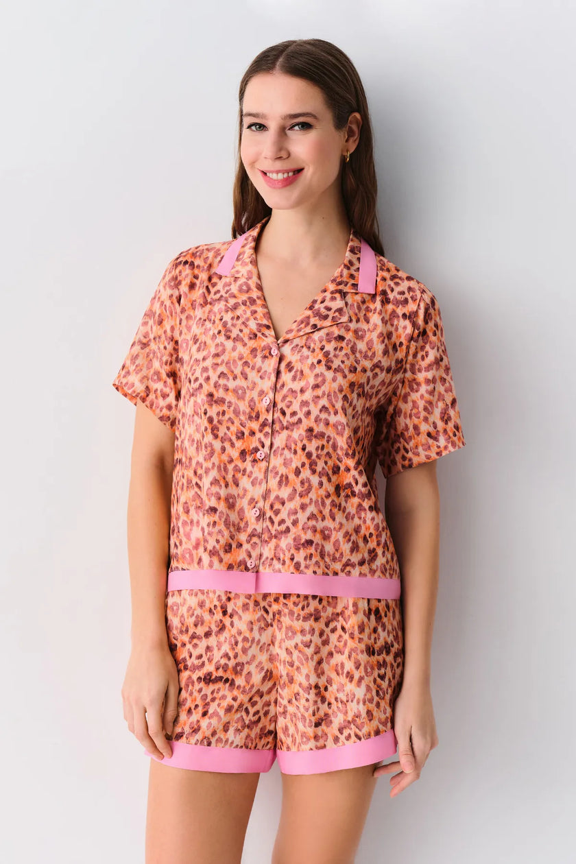 Leopard Masculine Shorts Pajama Set