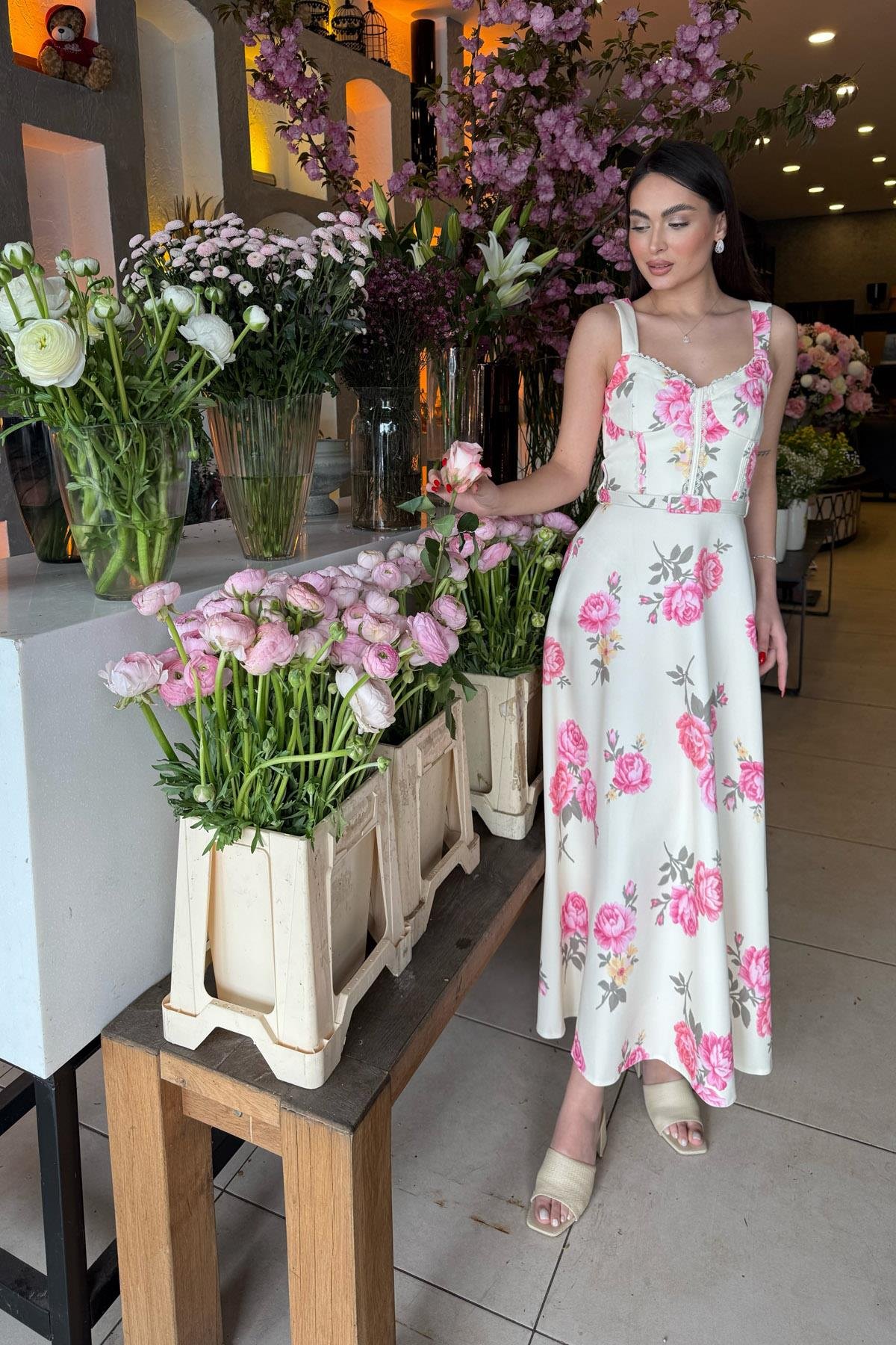 Yellow Floral Strappy Vintage Dress
