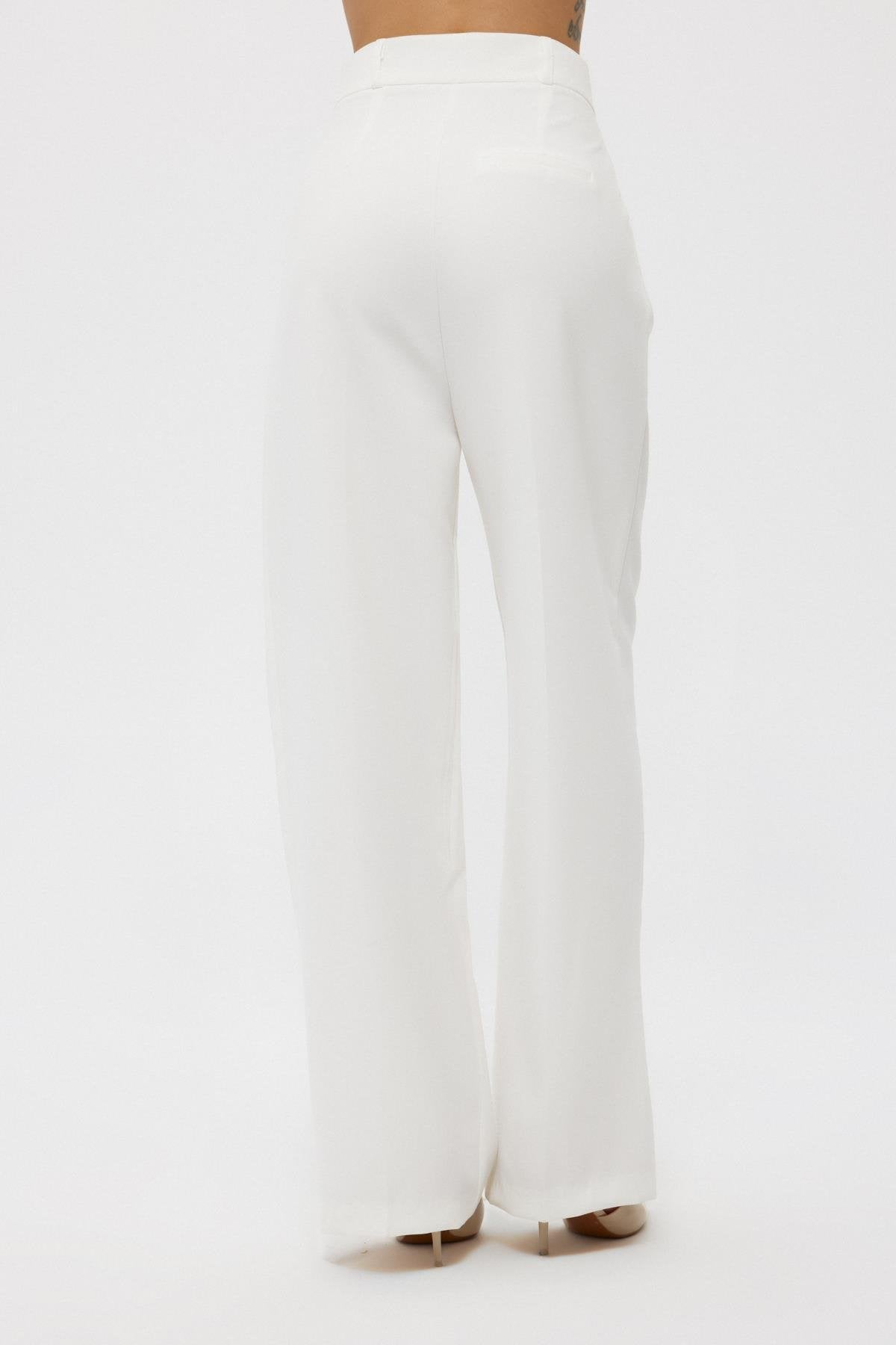 White Back Pocket Detailed Palazzo Trousers