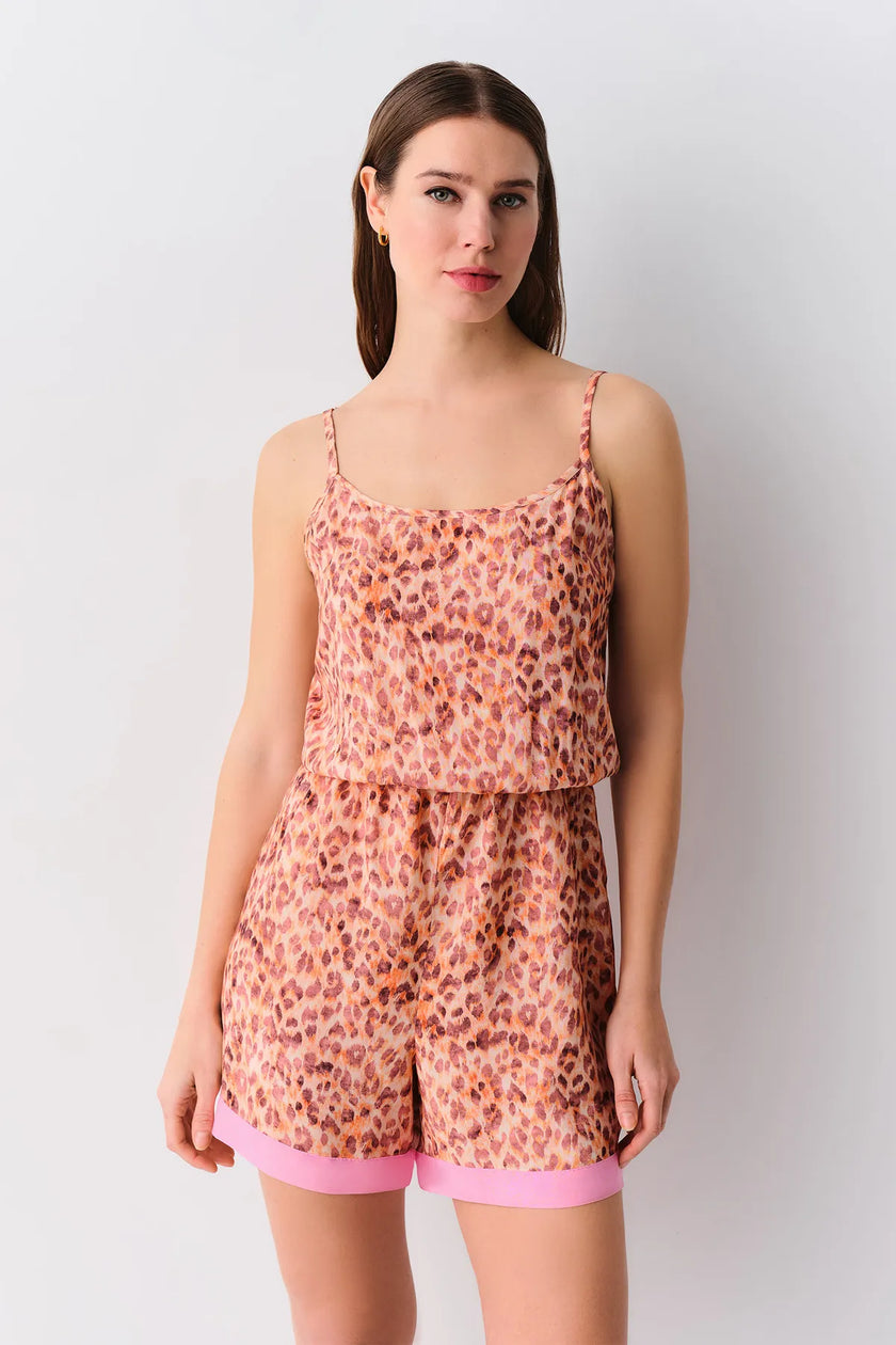 Leopard Shorts Jumpsuit