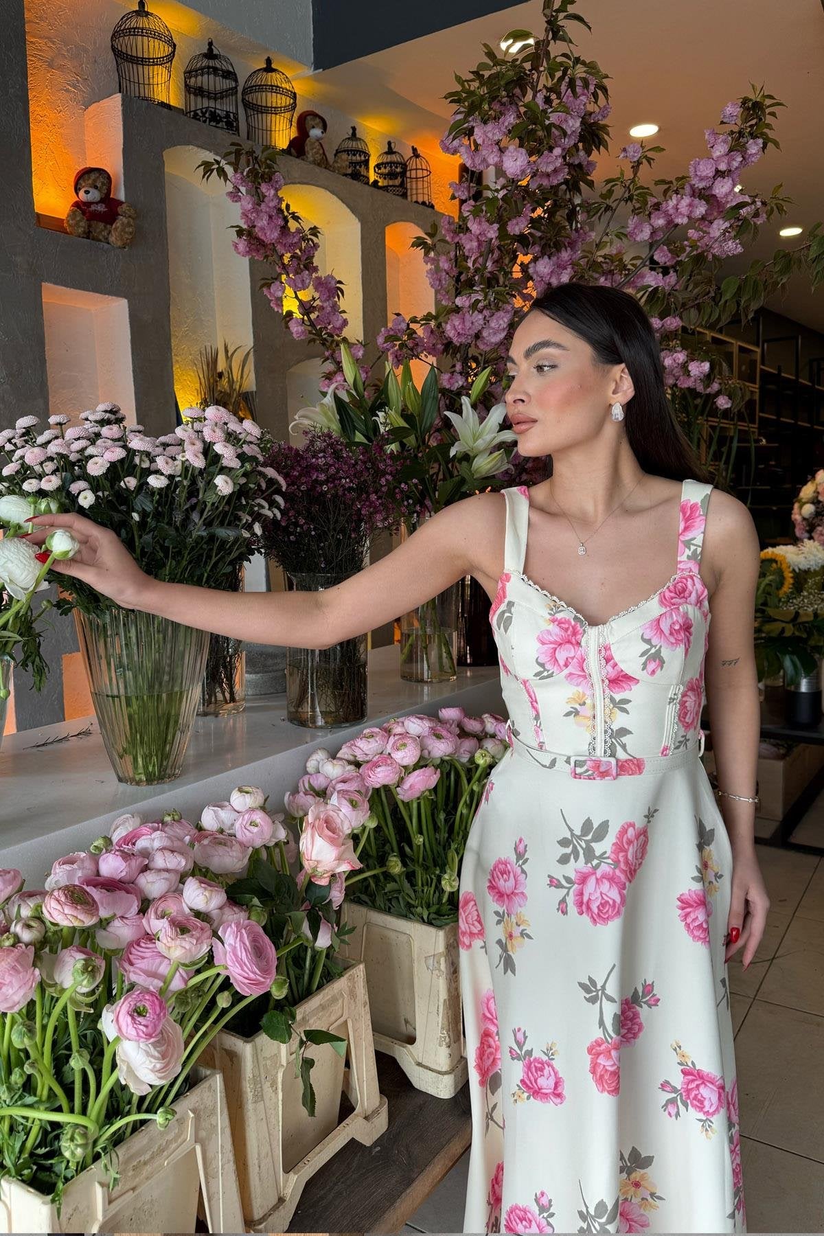 Yellow Floral Strappy Vintage Dress